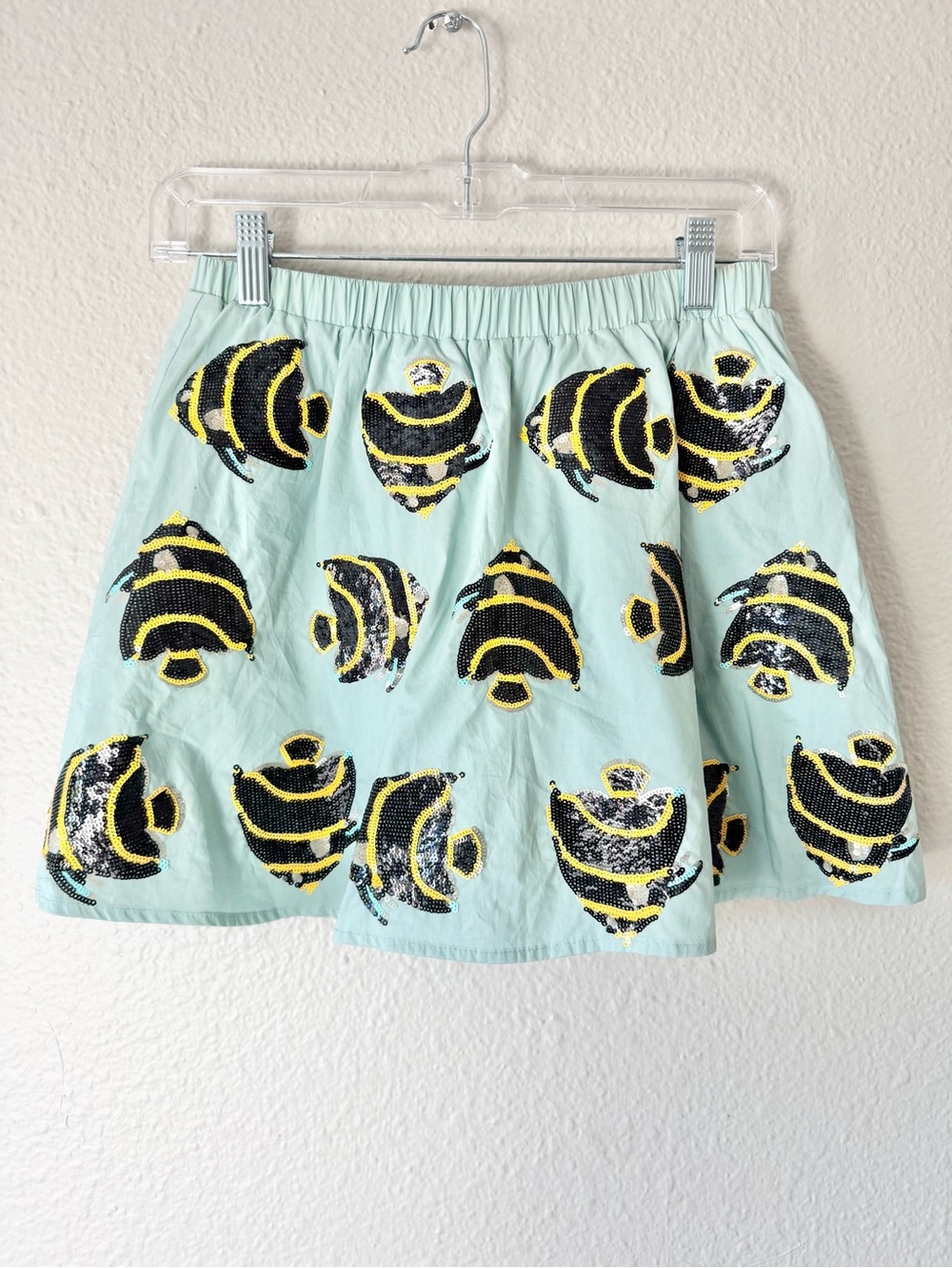 Queen of Sparkles Teal Blue Sequined Fish Skirt/skort Size XS